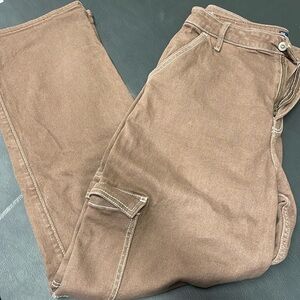 Hollister cargo wide-leg brown jeans size 11